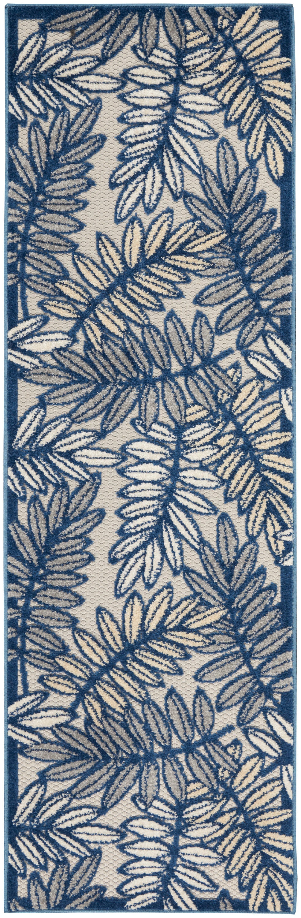 Nourison Aloha 2'3" x 8' Ivory/Navy Tropical Rug