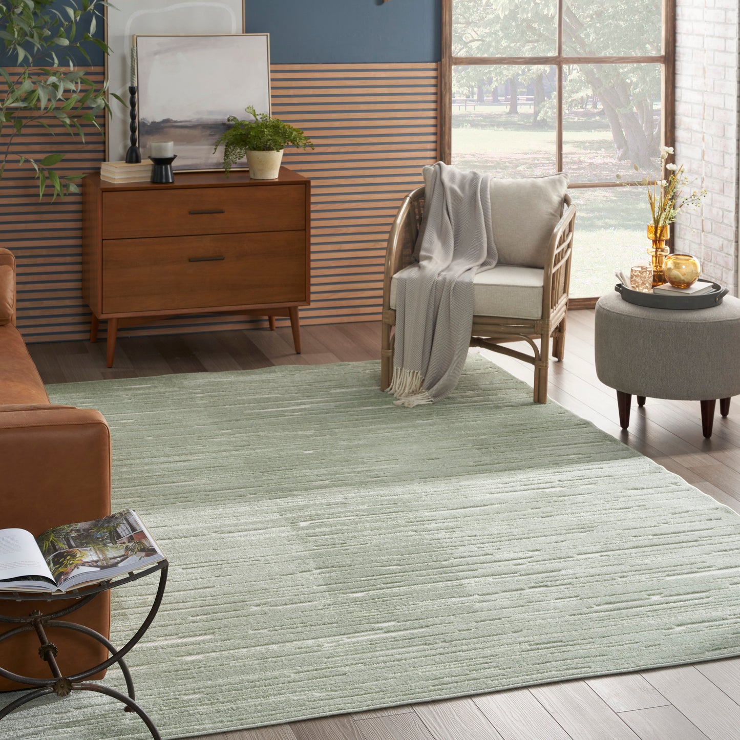 Nourison Care Free 7'10" x 9'10" Green Modern Indoor Rug