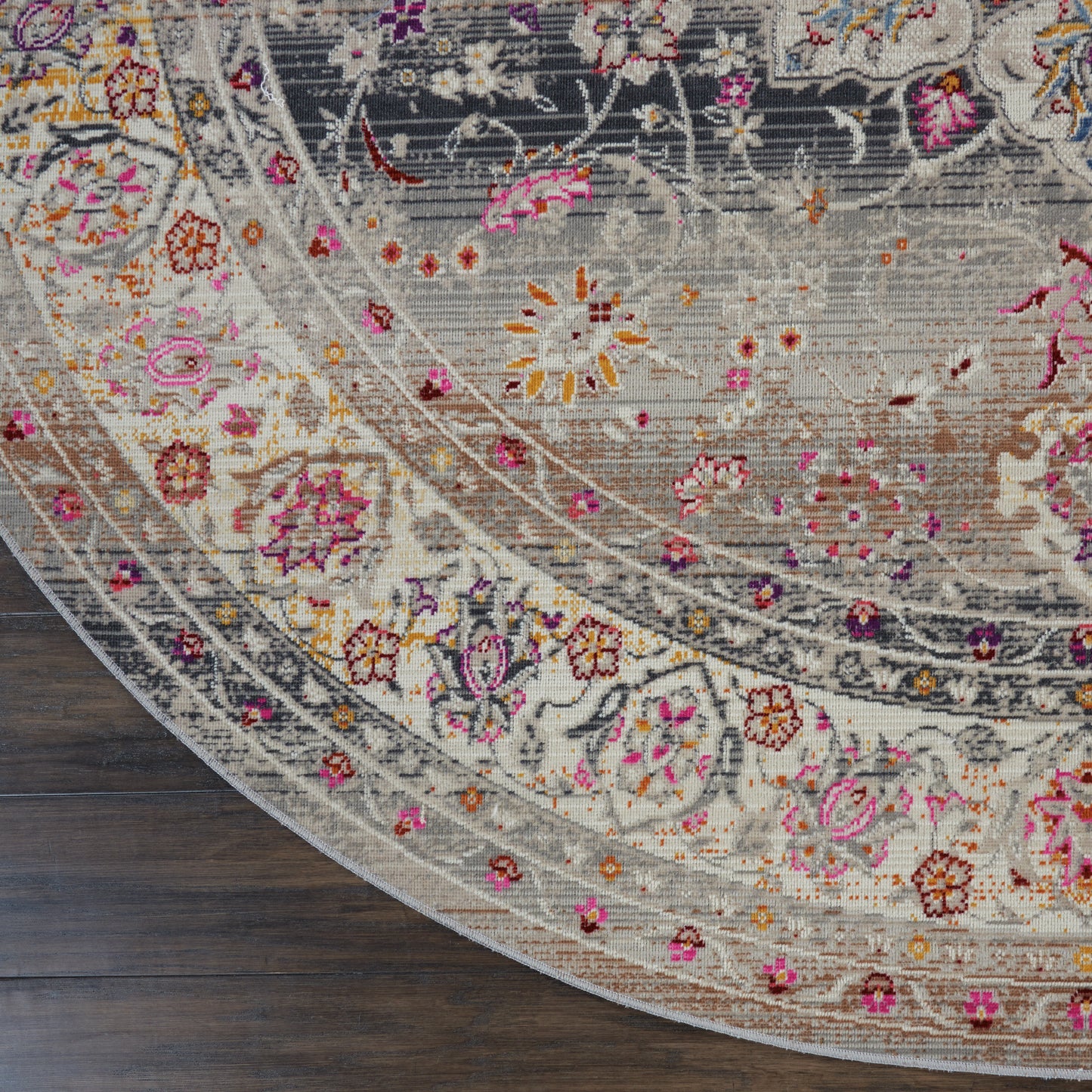 Nourison Vintage Kashan 4' x Round Grey Vintage Indoor Rug