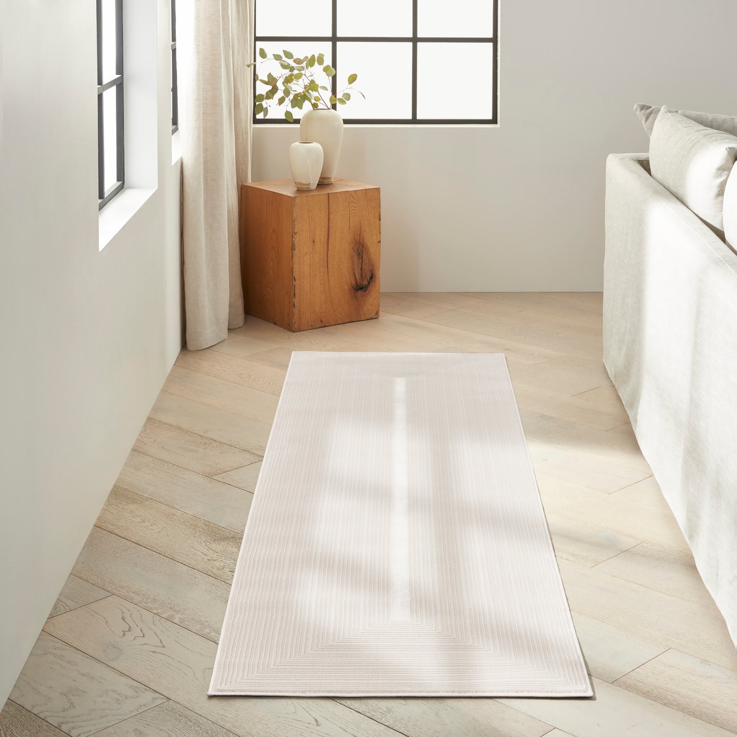 Calvin Klein CK024 Irradiant 2'3" x 7'6" Ivory Modern Indoor Rug