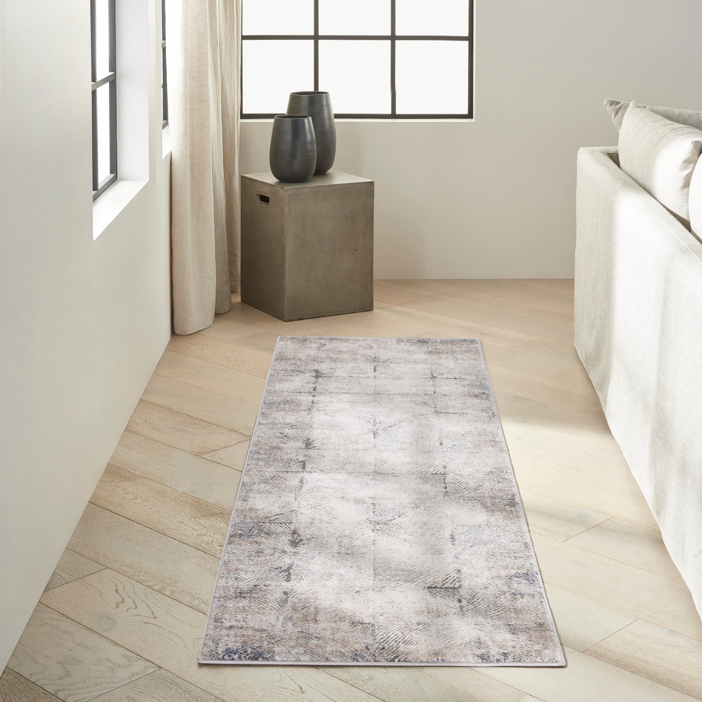 Calvin Klein CK022 Infinity 2'2" x 7'6" Ivory Grey Modern Indoor Rug