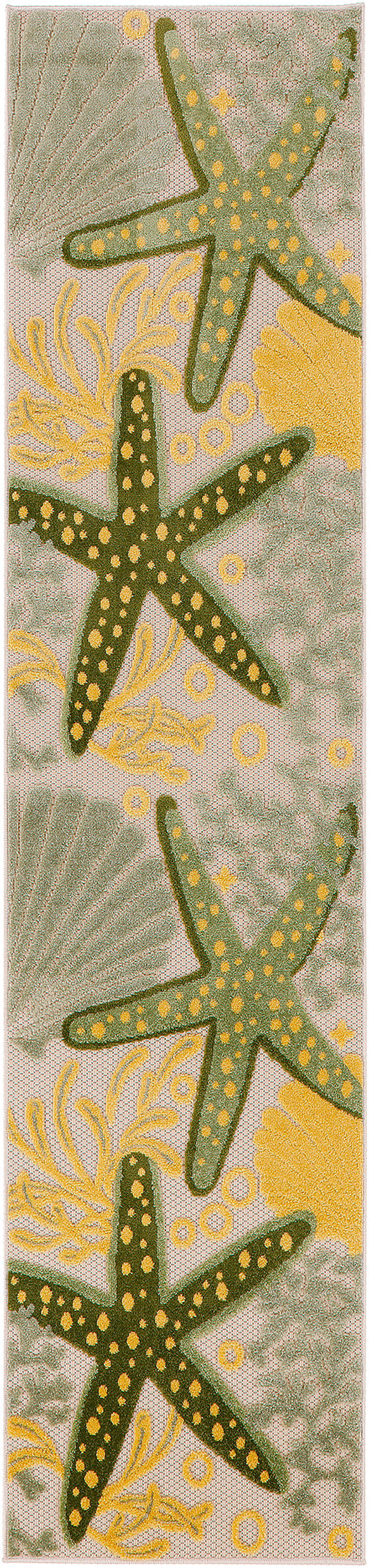 Nourison Aloha 2' x 6' Green Yellow Outdoor Rug