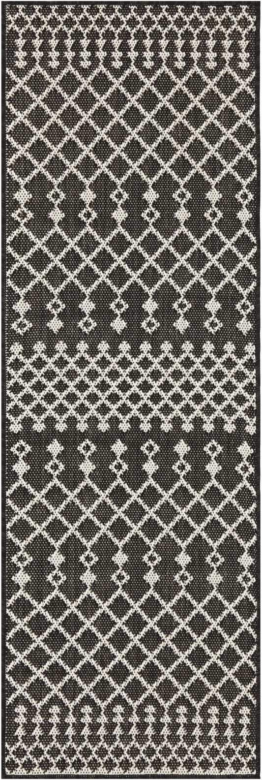 Nourison Positano 2' x 6' Black Modern Rug