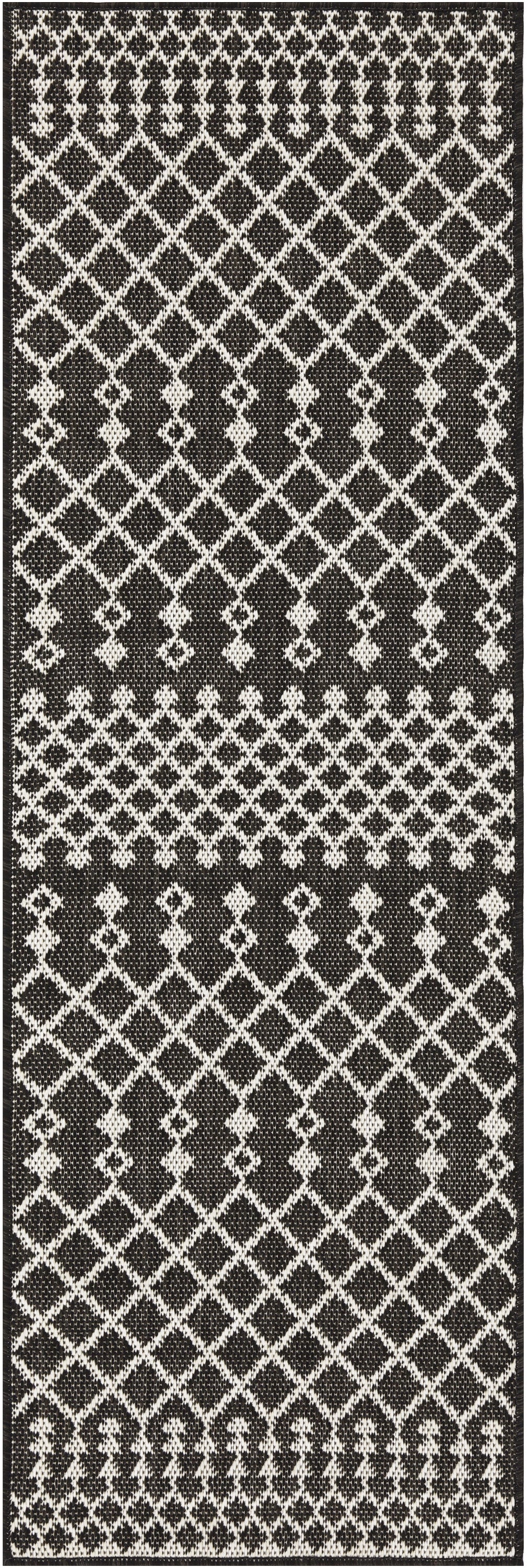 Nourison Positano 2' x 6' Black Modern Rug