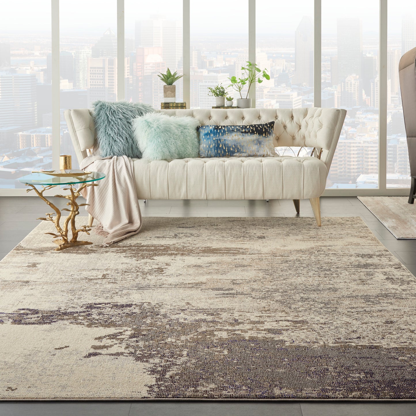 Nourison Celestial 9' x 12' Ivory/Grey Modern Indoor Rug