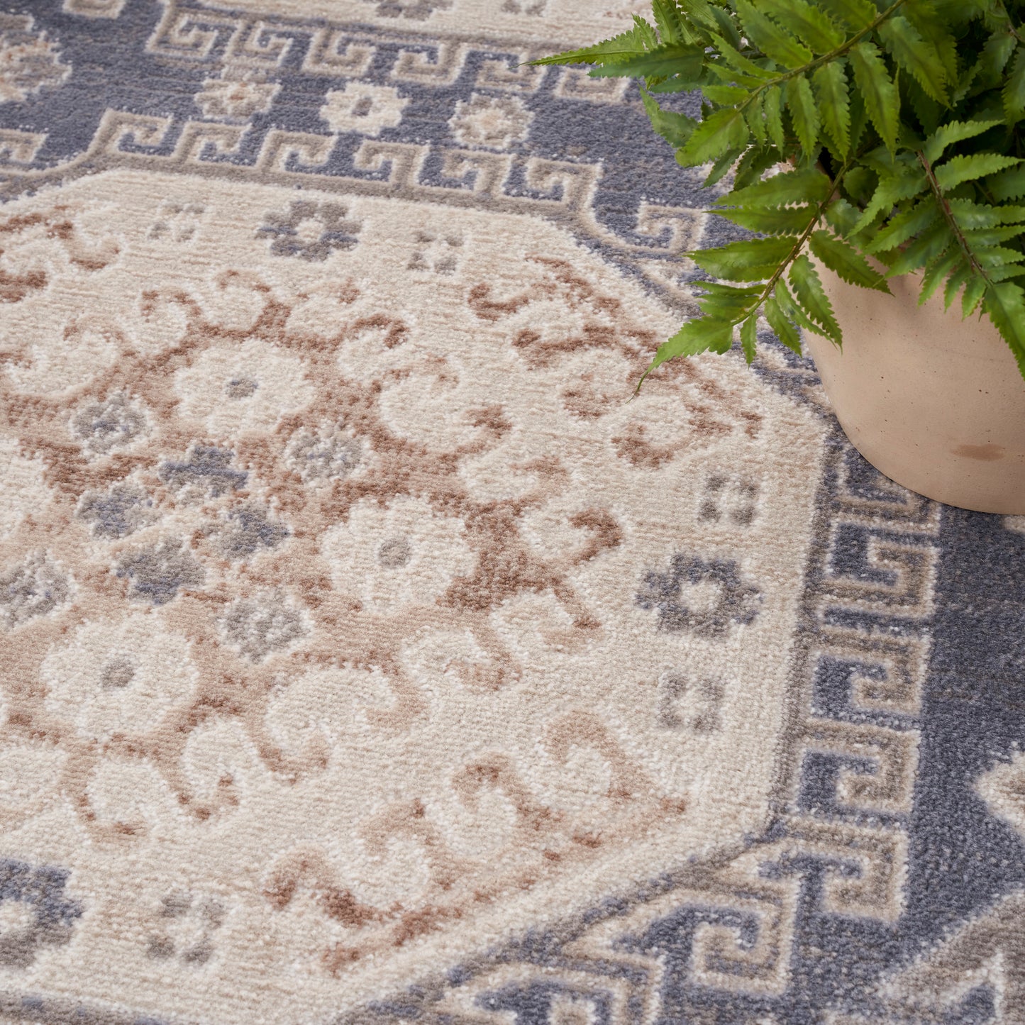 Nourison Serenity Home 2'2" x 7'6" Ivory Blue Vintage Indoor Rug