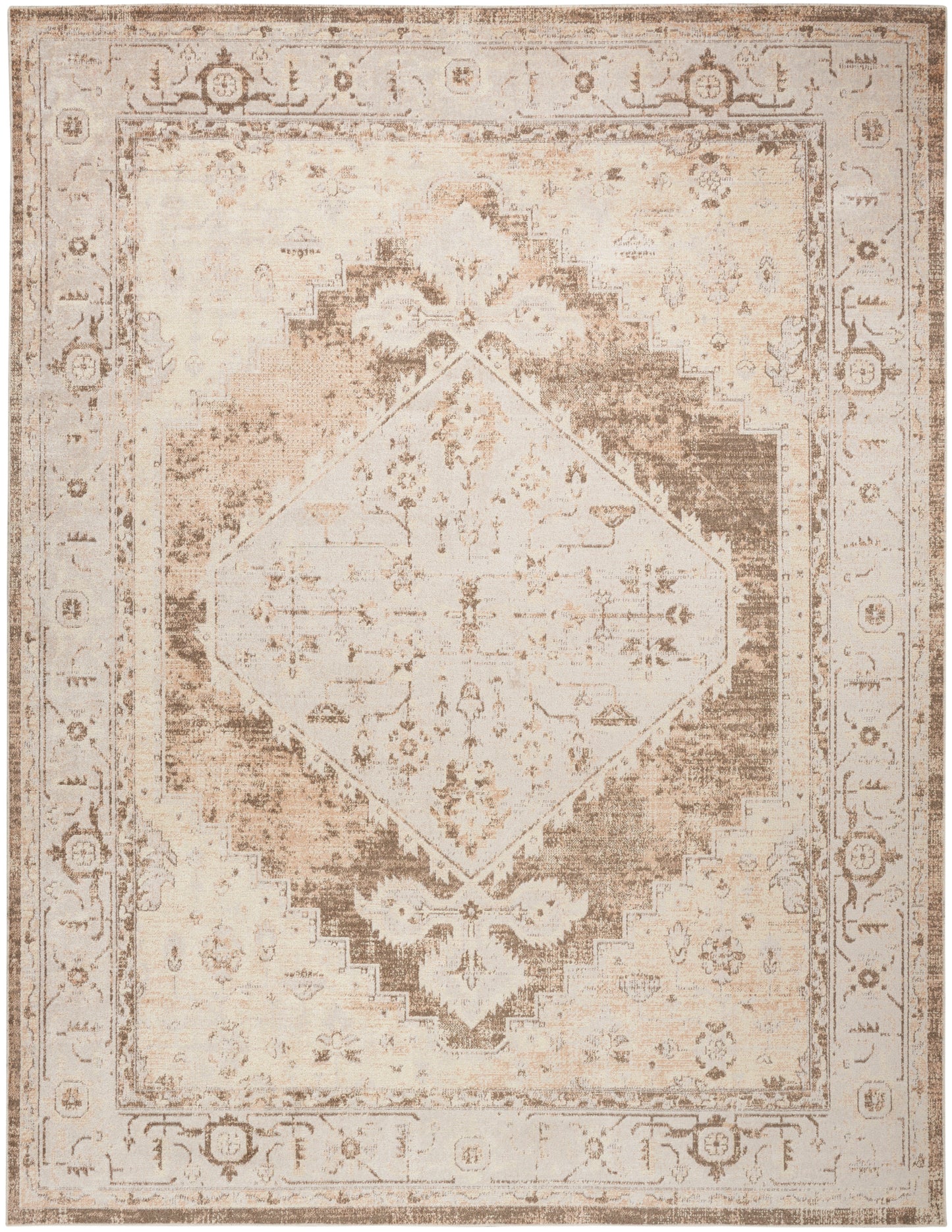 Nourison Astra Machine Washable 9' x 12' Beige Vintage Indoor Rug