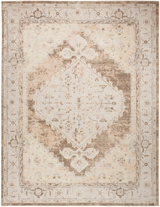 Nourison Astra Machine Washable 9' x 12' Beige Vintage Indoor Rug