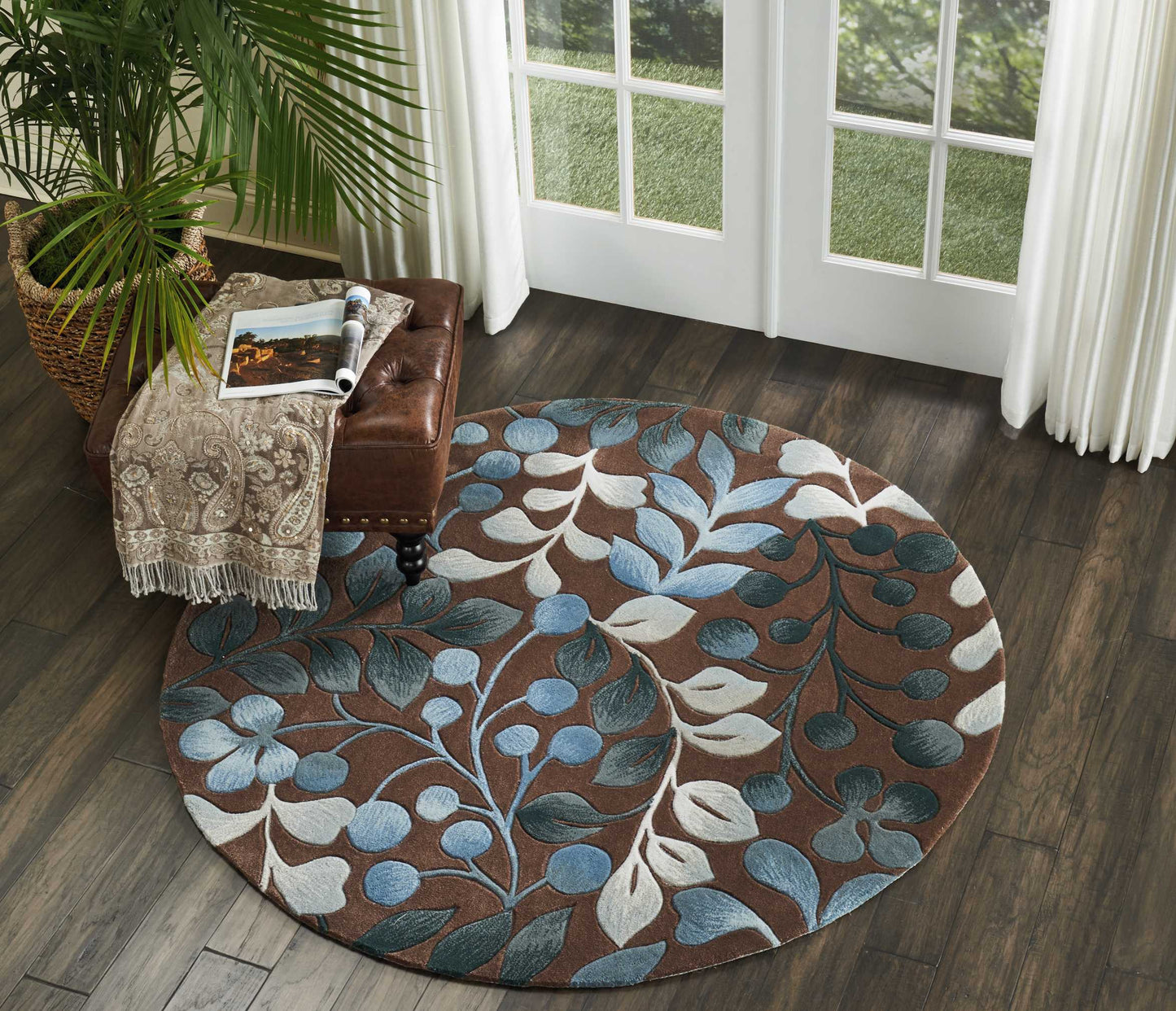 Nourison Contour 5' x Round Mocha Contemporary Indoor Rug