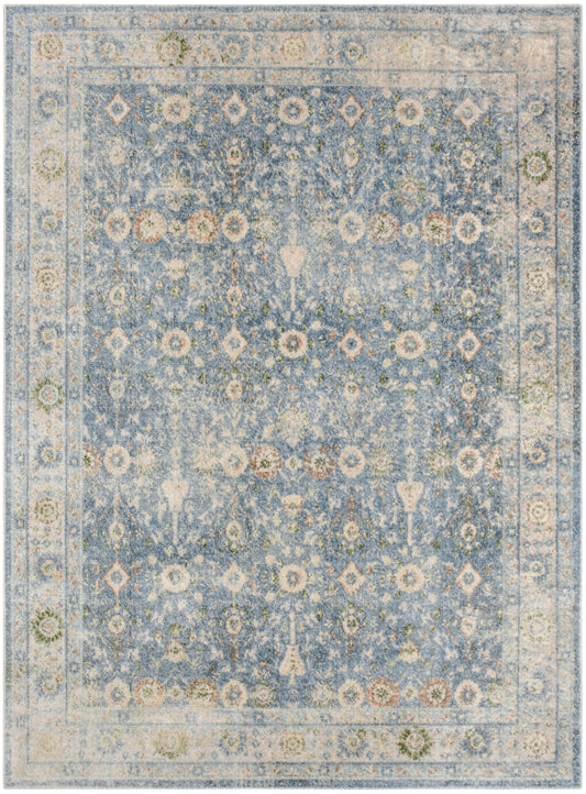 Nourison Astra Machine Washable 4' x 6' Teal Beige Vintage Indoor Rug