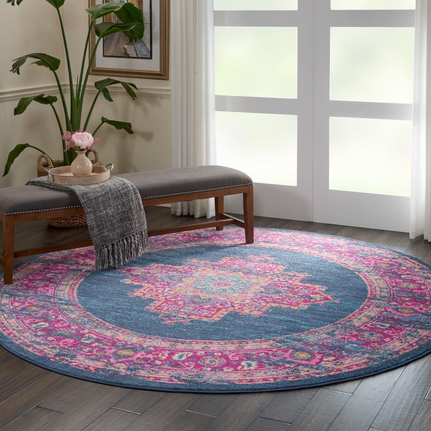 Nourison Passion 8' x Round Blue Bohemian Indoor Rug