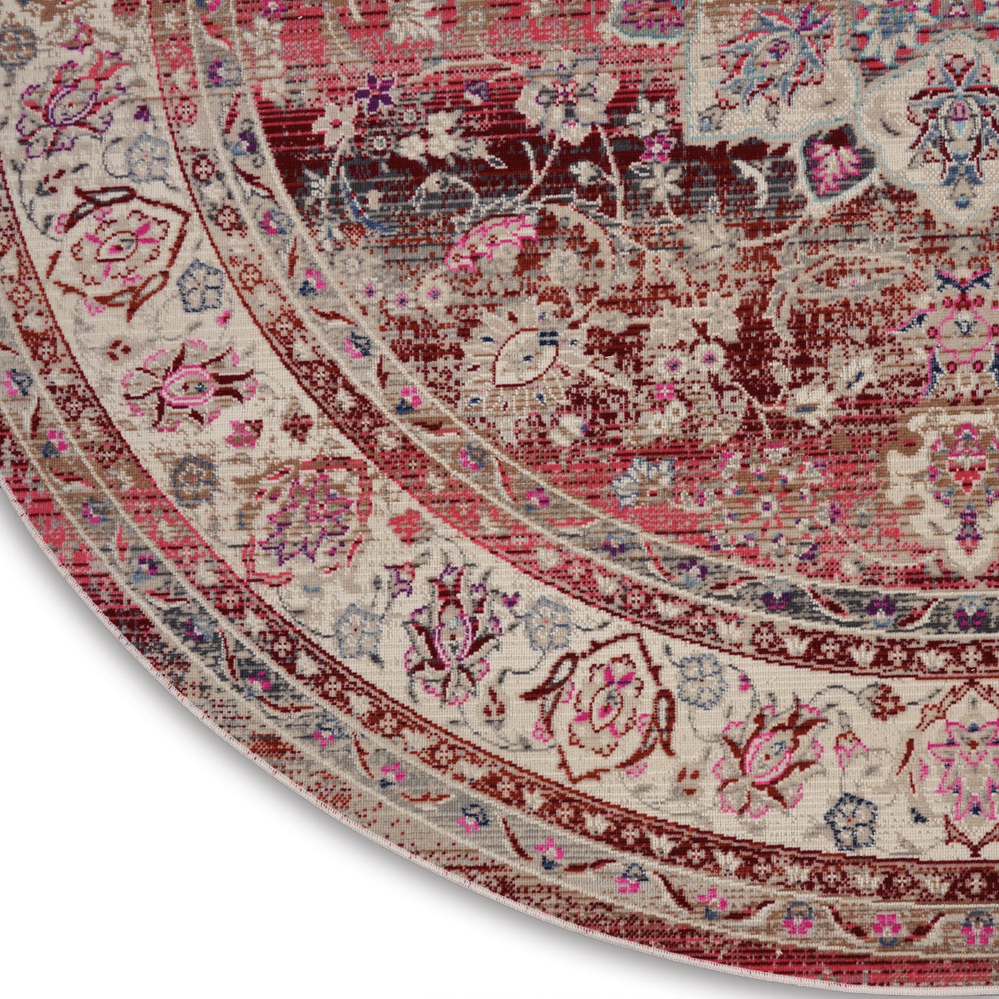 Nourison Vintage Kashan 4' x Round Red Vintage Indoor Rug