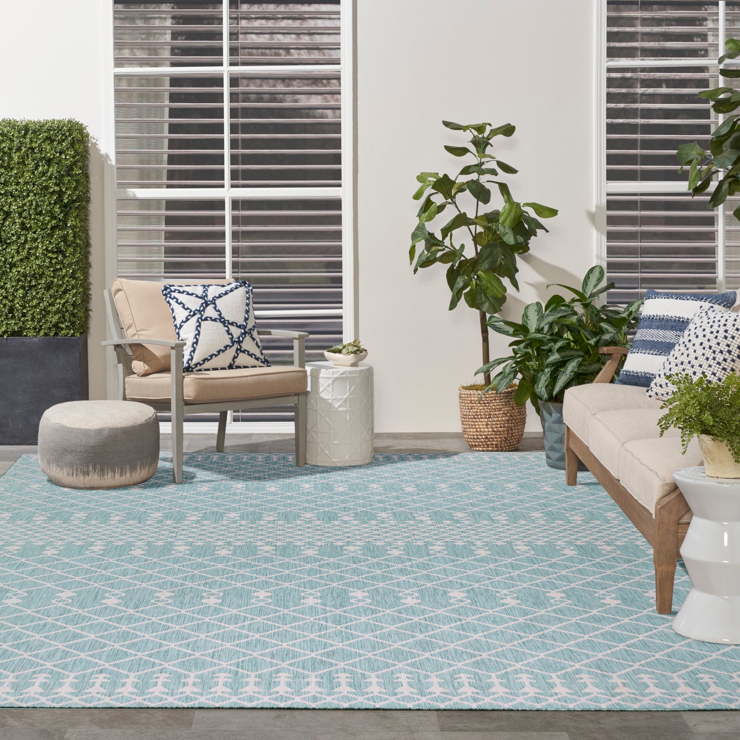 Nourison Positano 9' x 12' Aqua Modern Rug