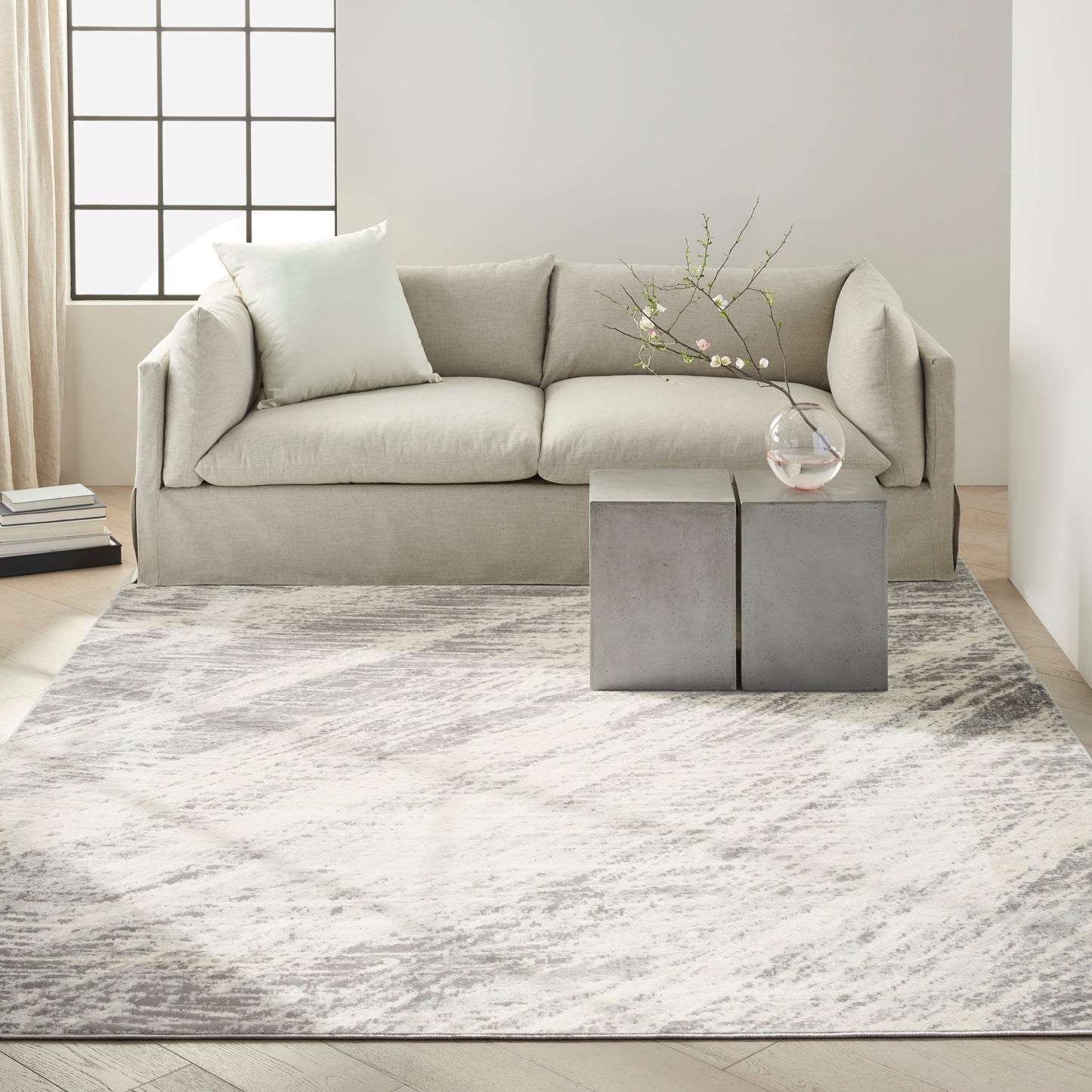 Calvin Klein CK011 Verdant 7'10" x 9'10" Ivory/Grey Modern Indoor Rug