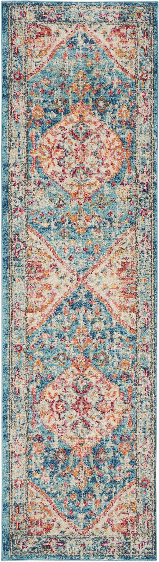 Nourison Passion 2'2" x 7'6" Ivory/Light Blue Bohemian Indoor Rug