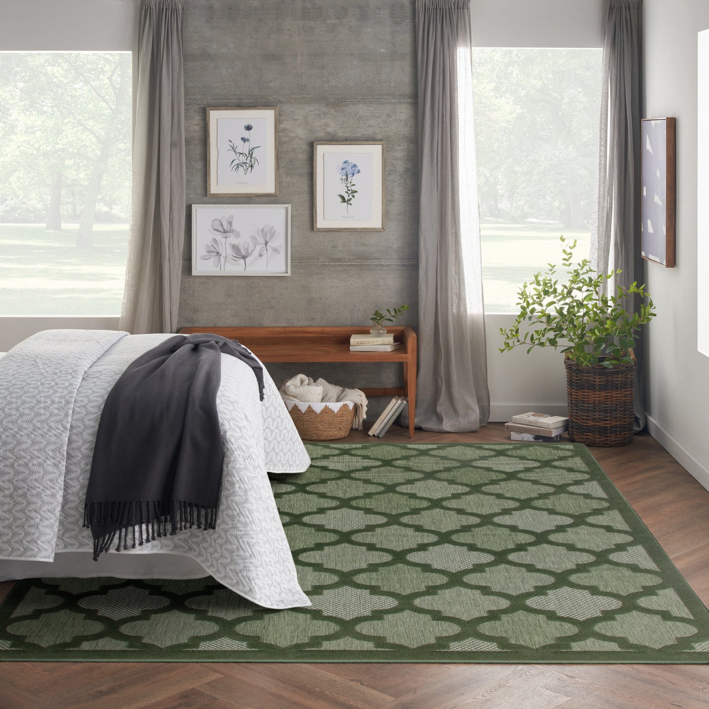 Nourison Easy Care 9' x 12' Green Modern Rug