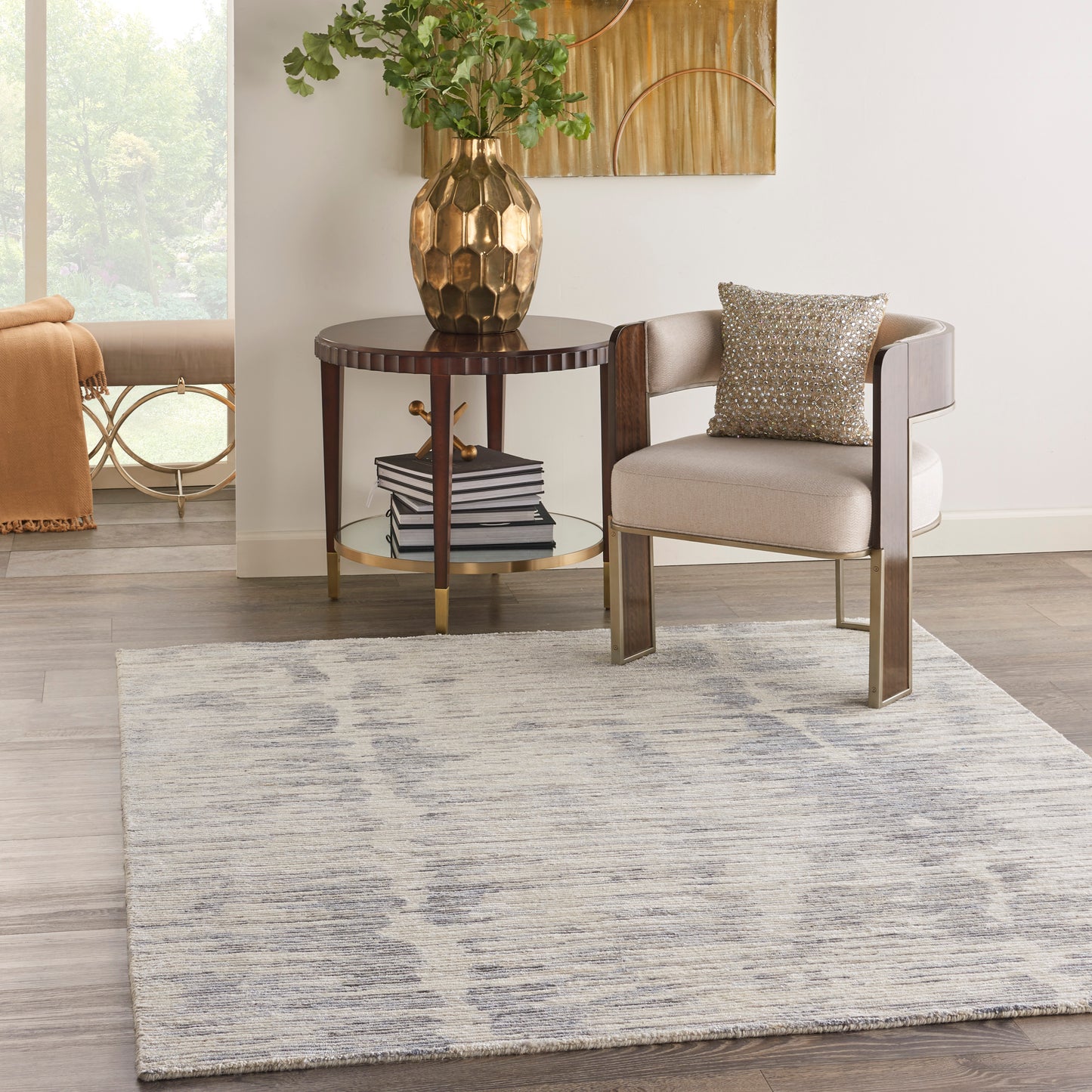 Nourison Ocean 5'6" x 7'5" Ivory Slate Modern Indoor Rug