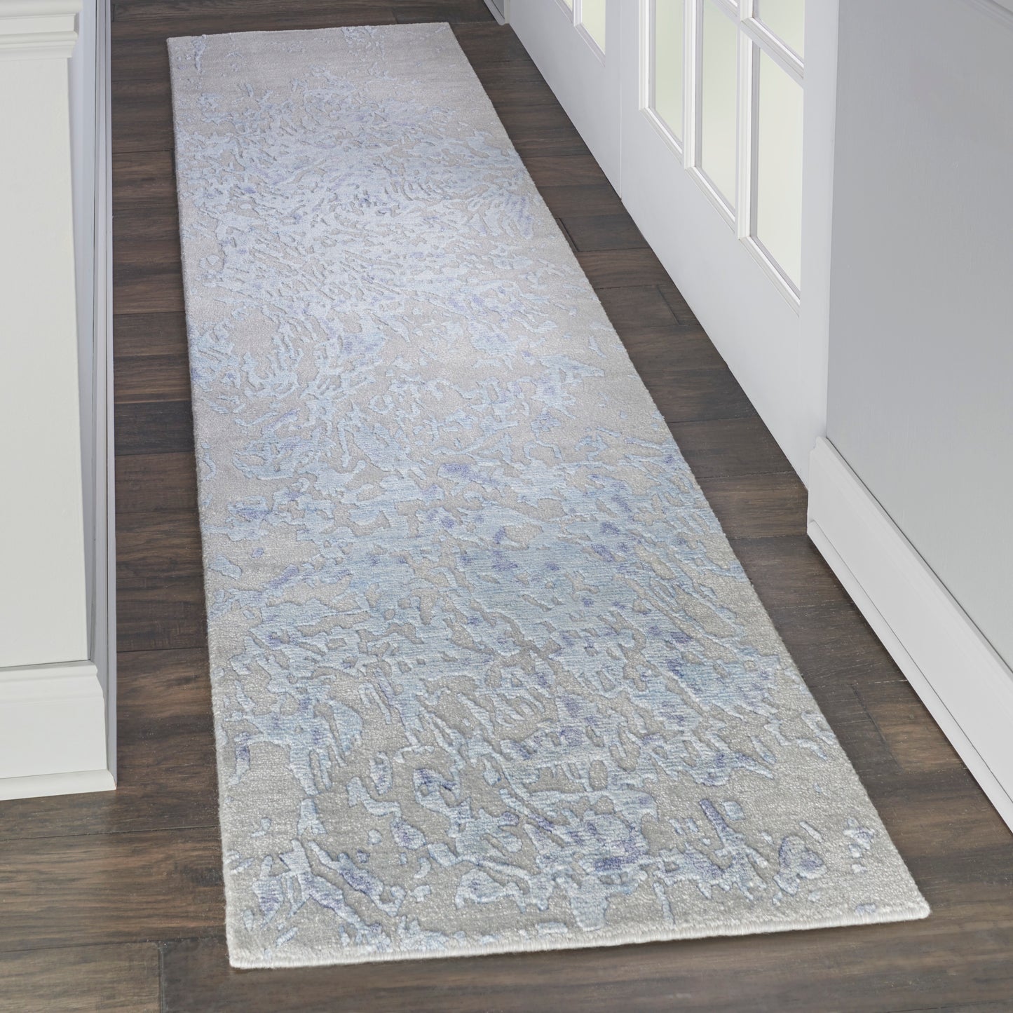 Nourison Silk Shadows 2'3" x 8' Grey Blue Modern Indoor Rug