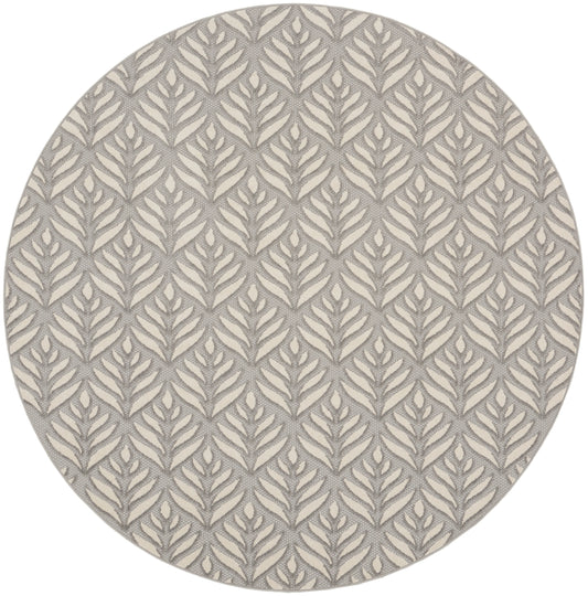 Nourison Aloha 7'10" x Round Grey Tropical Rug