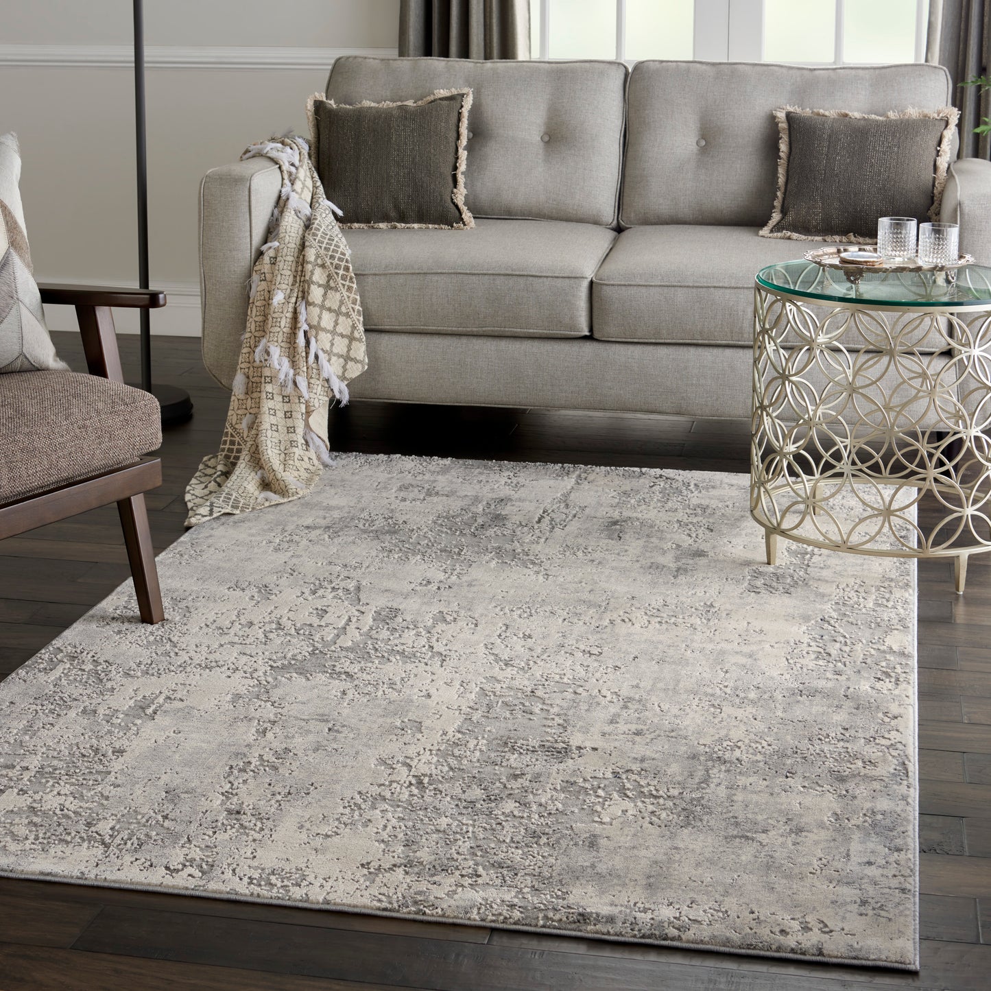 Nourison Rustic Textures 5'3" x 7'3" Grey Beige Modern Indoor Rug