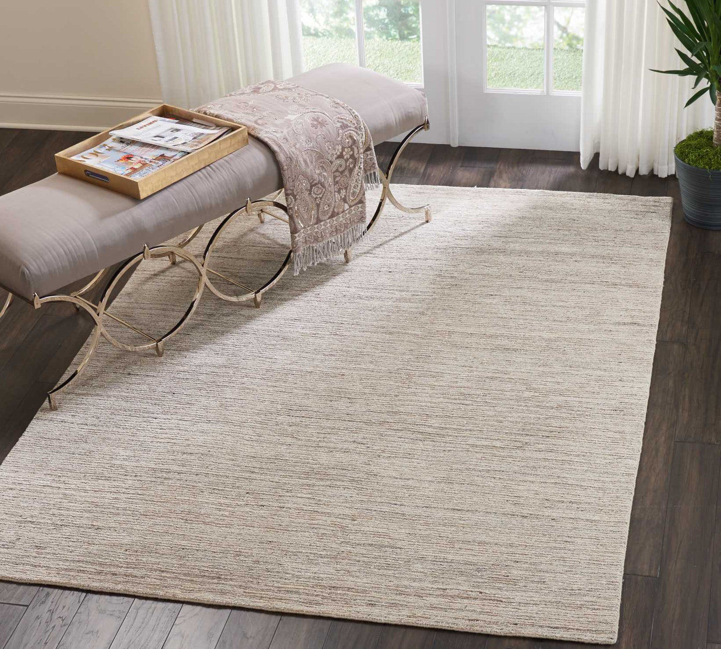 Nourison Ocean 5'6" x 7'5" Sand Modern Indoor Rug