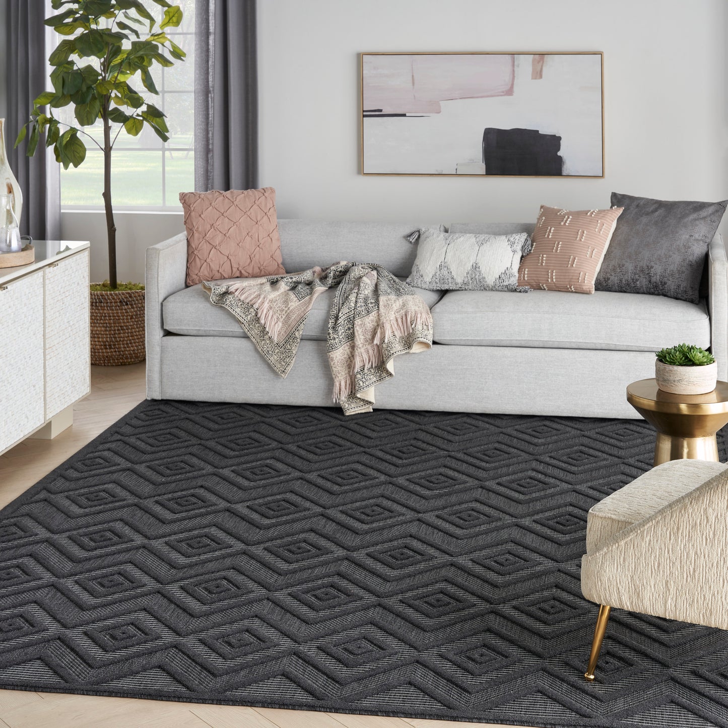 Nourison Versatile 8' x 10' Charcoal Black Modern Rug