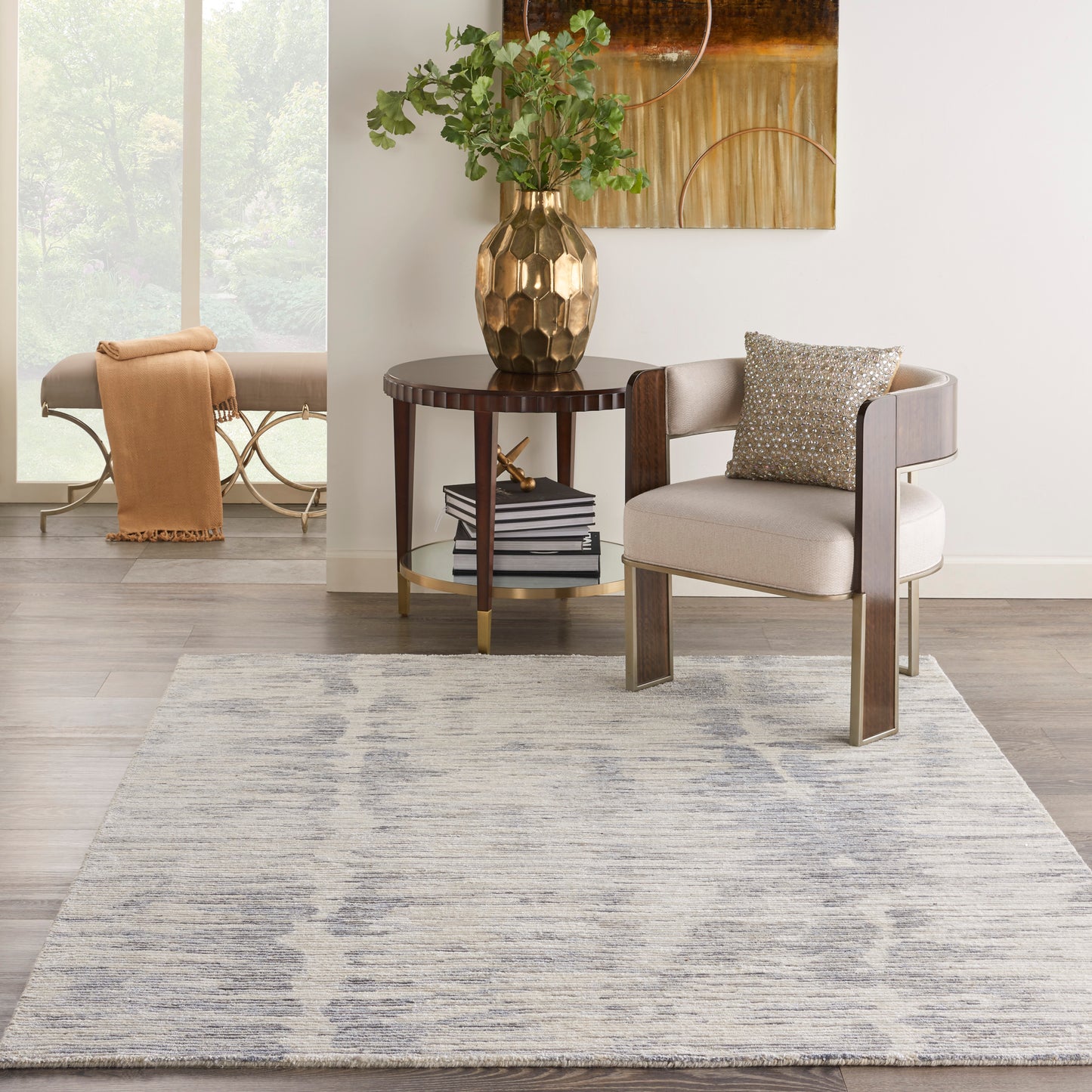 Nourison Ocean 5'6" x 7'5" Ivory Slate Modern Indoor Rug