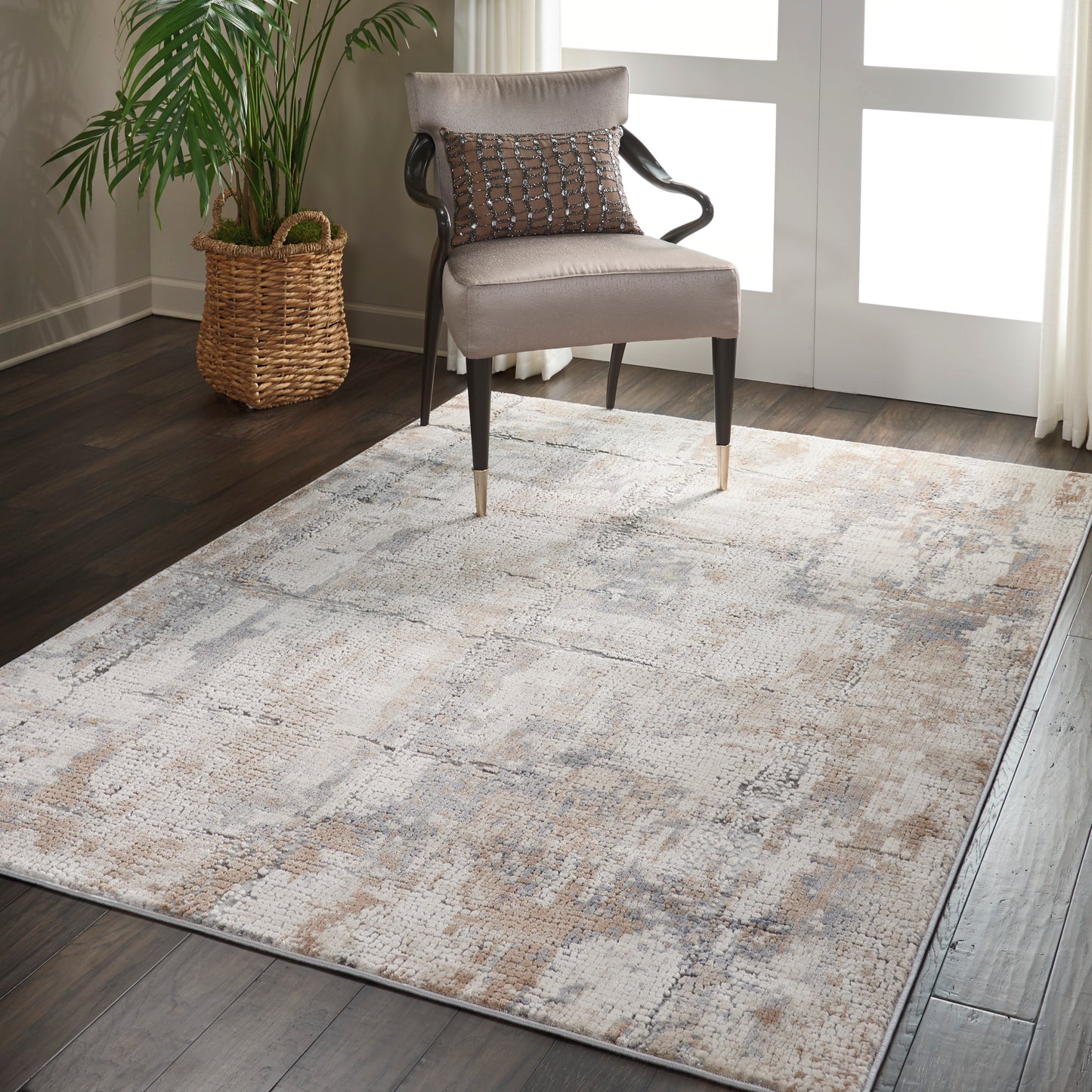 Nourison Rustic Textures 5'3" x 7'3" Beige Grey Modern Indoor Rug