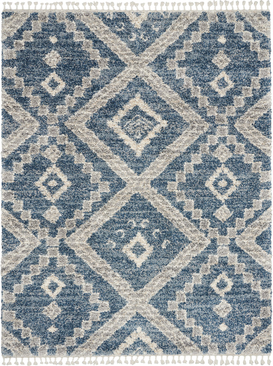 Nourison Oslo Shag 7'10" x 10'6" Denim Blue Shag Indoor Rug