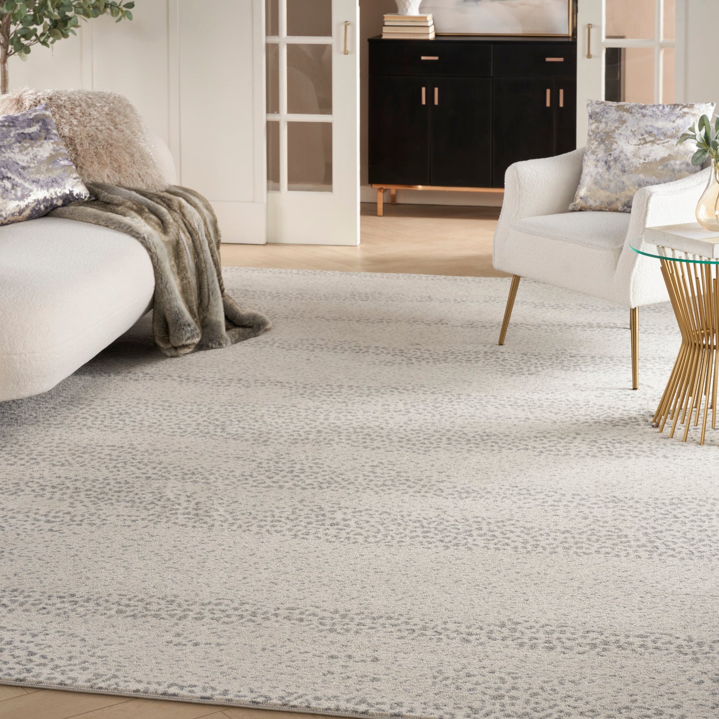 Inspire Me! Home Décor Elegance 9'3" x 12'9" Beige Grey Modern Indoor Rug