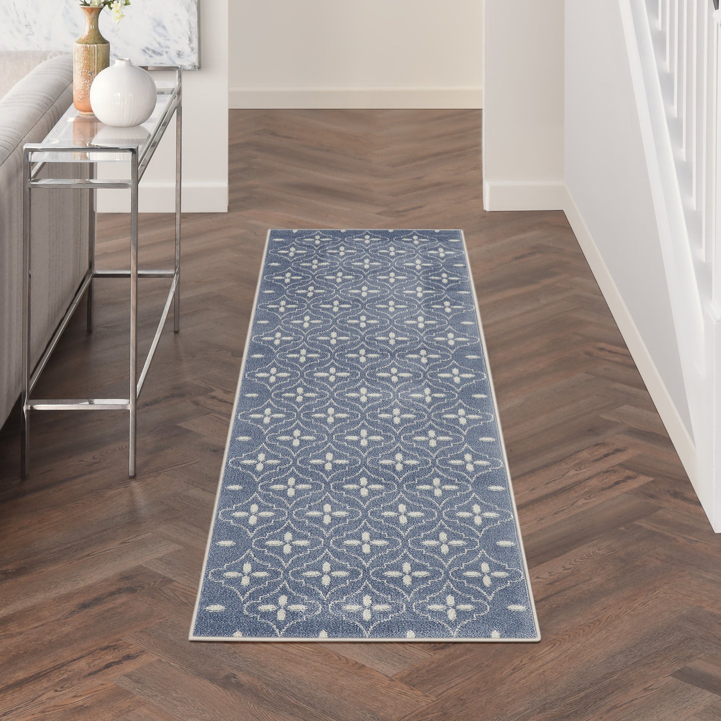 Nourison Nourison Essentials 2'2" x 7'6" Blue Ivory Modern Rug