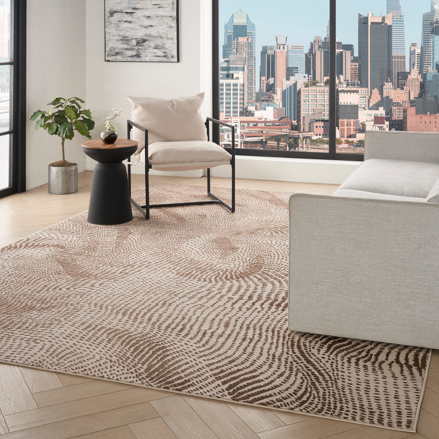 DKNY Central Park West 9' x 12' Beige Brown Modern Indoor Rug