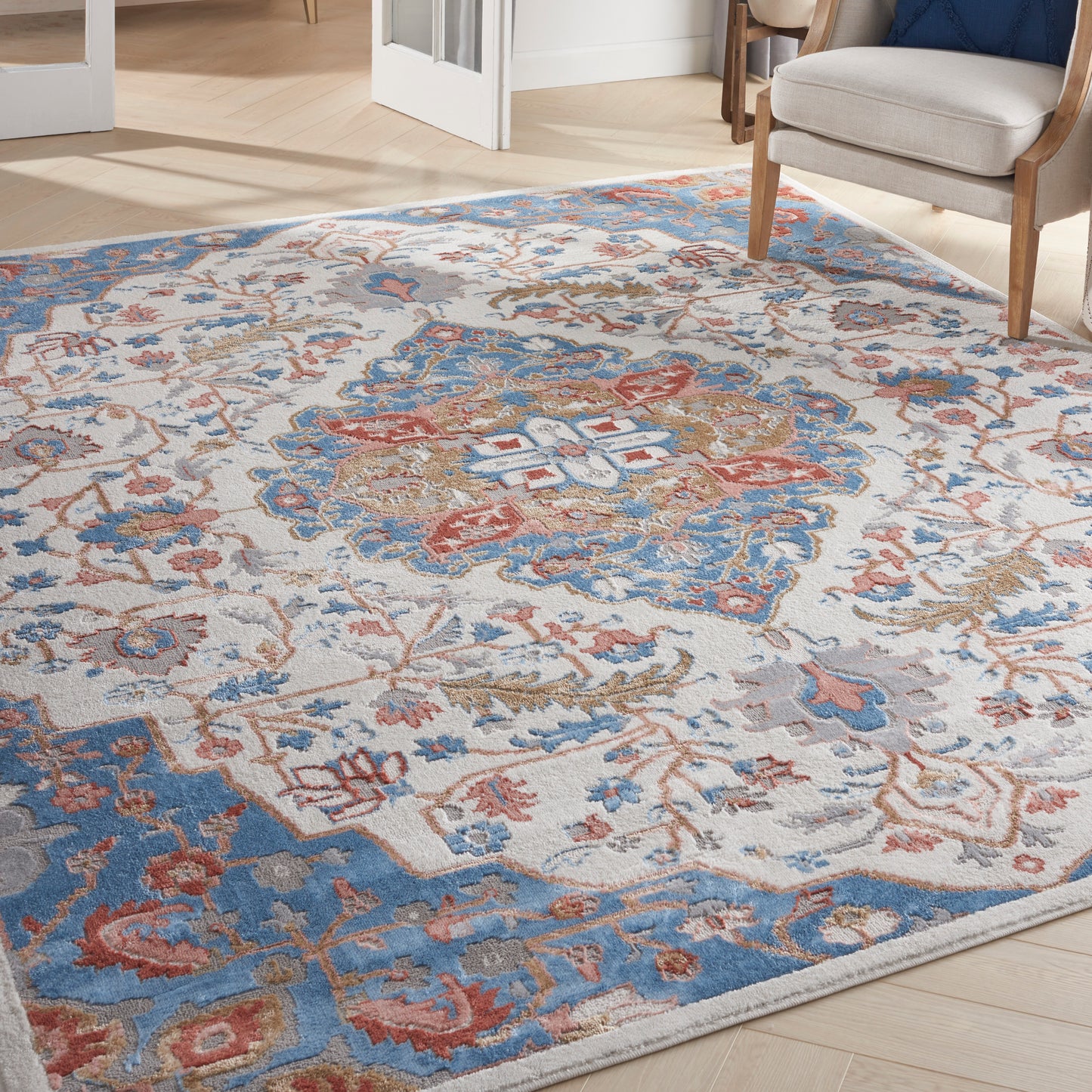 Nourison Elation 7'10" x 9'10" Ivory Blue Transitional Indoor Rug