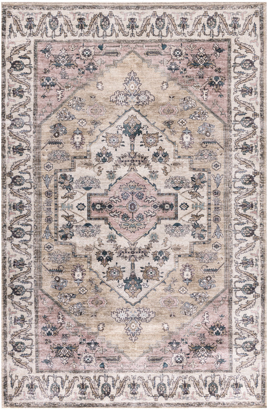 Nourison Grand Washables 4' x 6' Beige Multicolor Vintage Indoor Rug