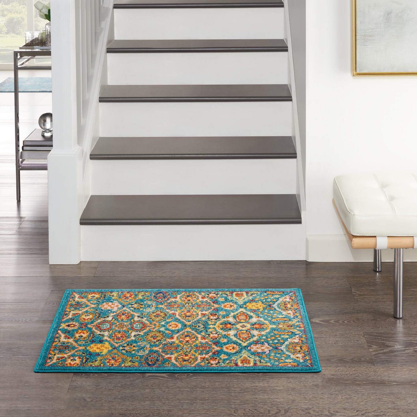 Nourison Allur 2' x 3' Turquoise Ivory Bohemian Indoor Rug