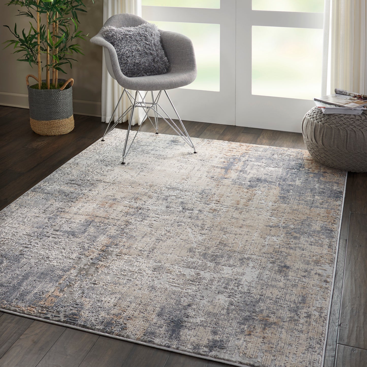 Nourison Rustic Textures 5'3" x 7'3" Grey Beige Modern Indoor Rug