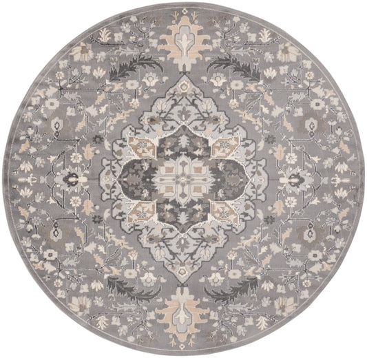 Nourison Elation 5'3" x Round Grey Transitional Indoor Rug