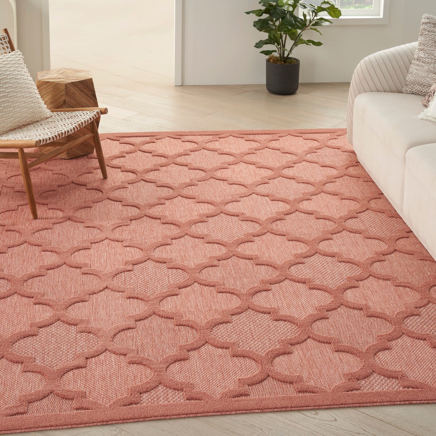 Nourison Easy Care 8' x 10' Coral Orange Modern Rug