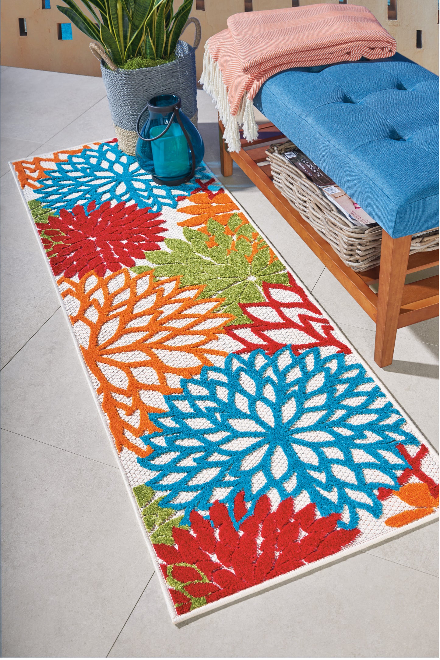 Nourison Aloha 2' x 6' Green Tropical Rug