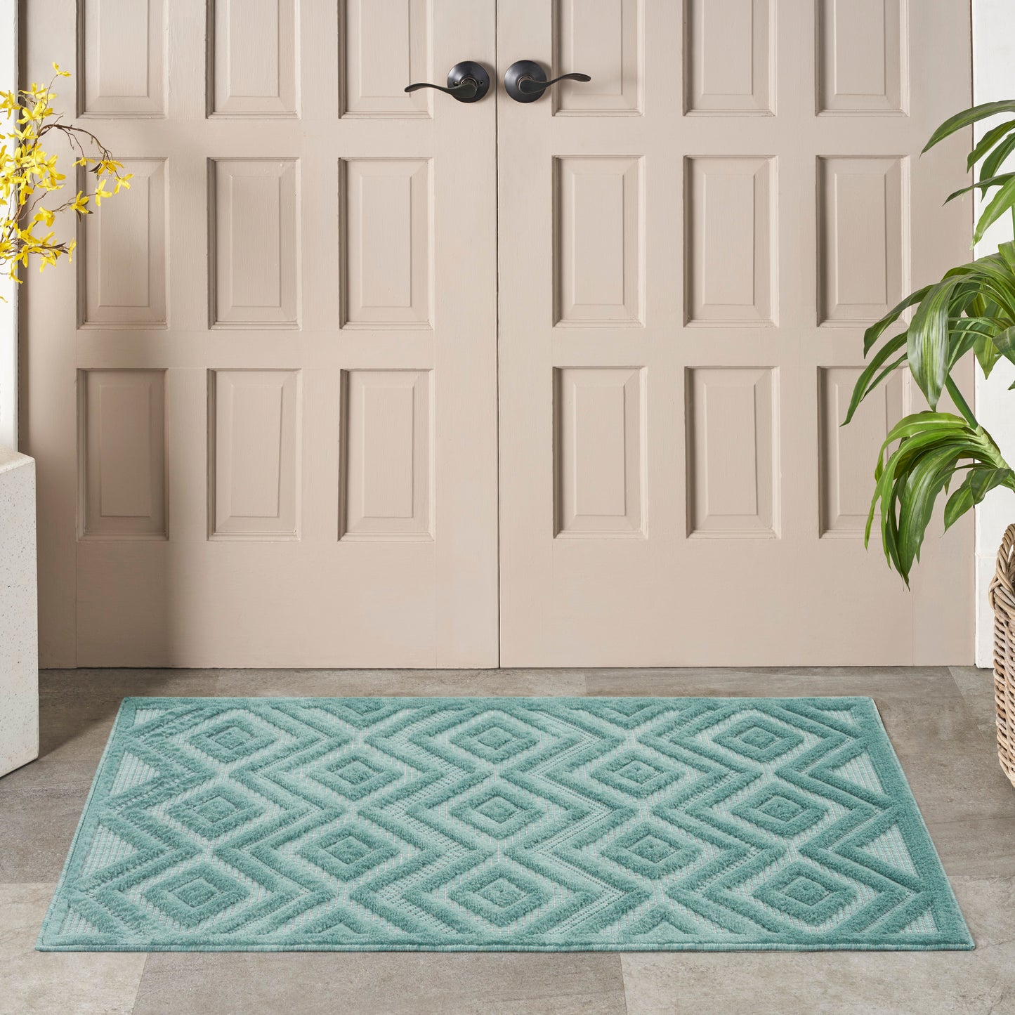 Nourison Versatile 2' x 4' Aqua Teal Modern Rug