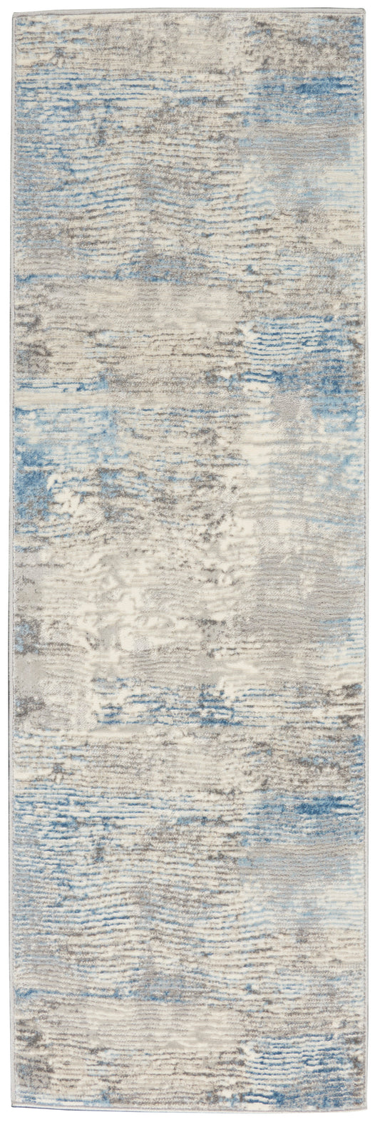 Nourison Solace 2'3" x 7'3" Ivory/Grey/Blue Modern Indoor Rug