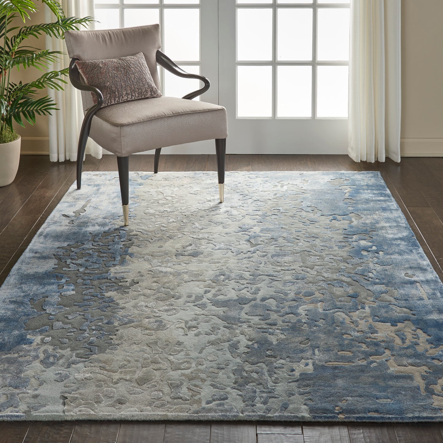 Nourison Prismatic 5'6" x 7'5" Denim Modern Indoor Rug