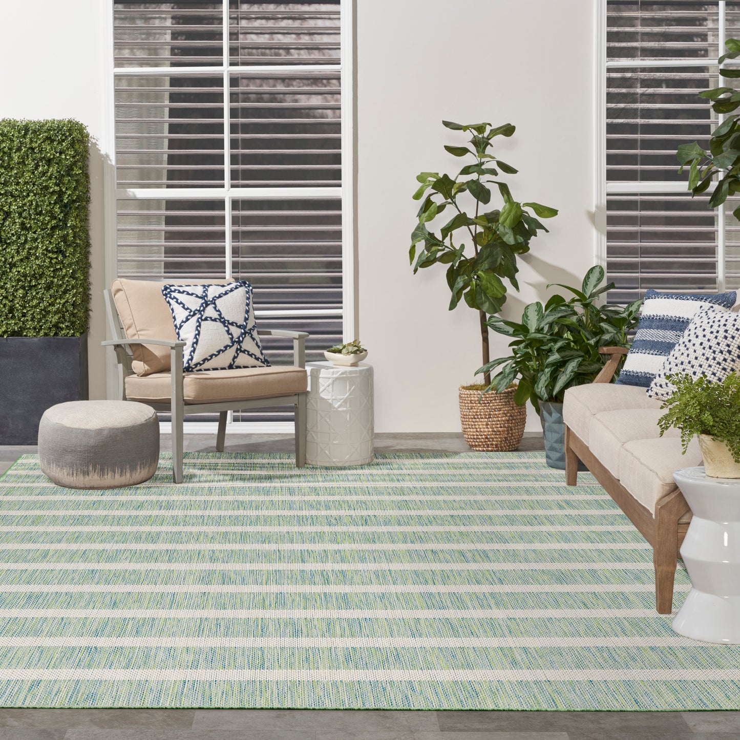 Nourison Positano 9' x 12' Blue Green Ivory Modern Rug