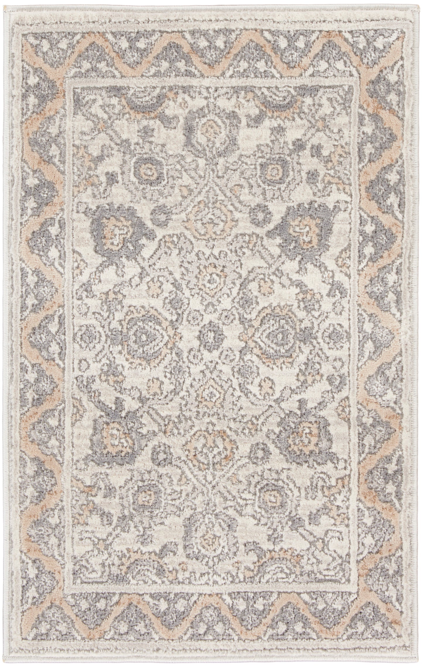 Nicole Curtis Series 4 2' x 3' Cream Grey Farmhouse Indoor Rug