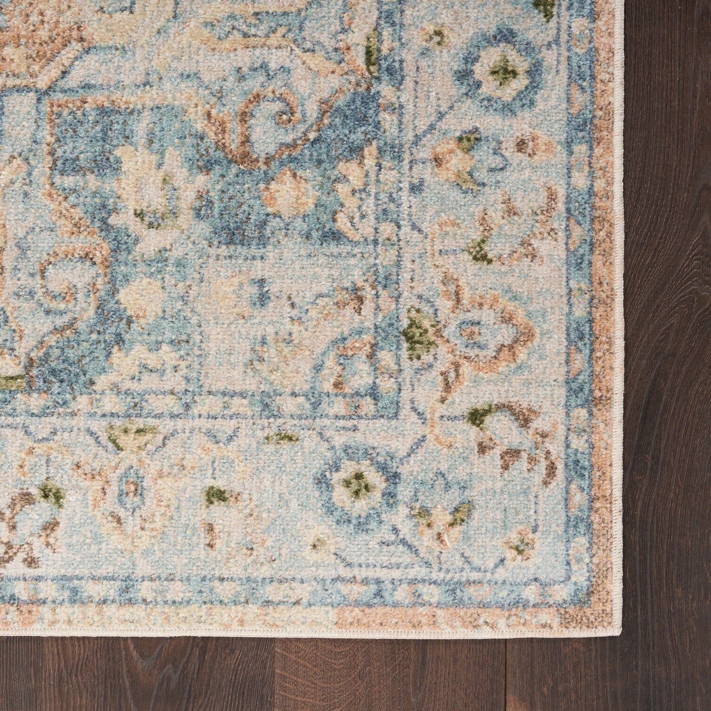 Nourison Astra Machine Washable 6'7" x 9' Beige Blue Vintage Indoor Rug