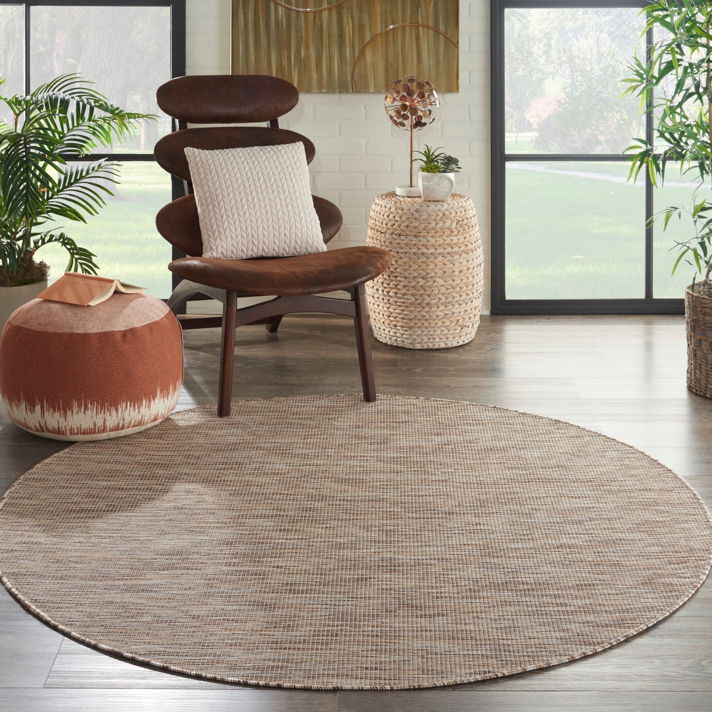 Nourison Positano 6' x Round Beige Modern Rug