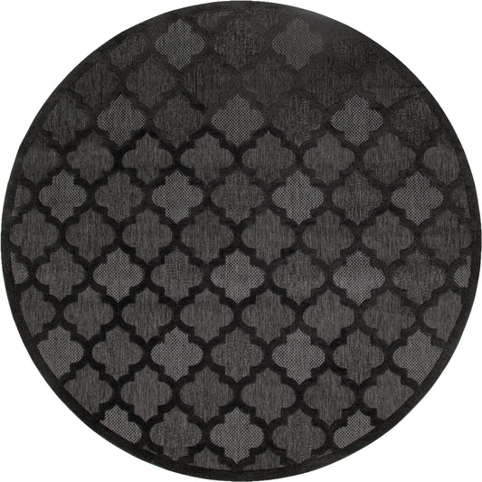 Nourison Easy Care 8' x Round Charcoal Black Modern Rug