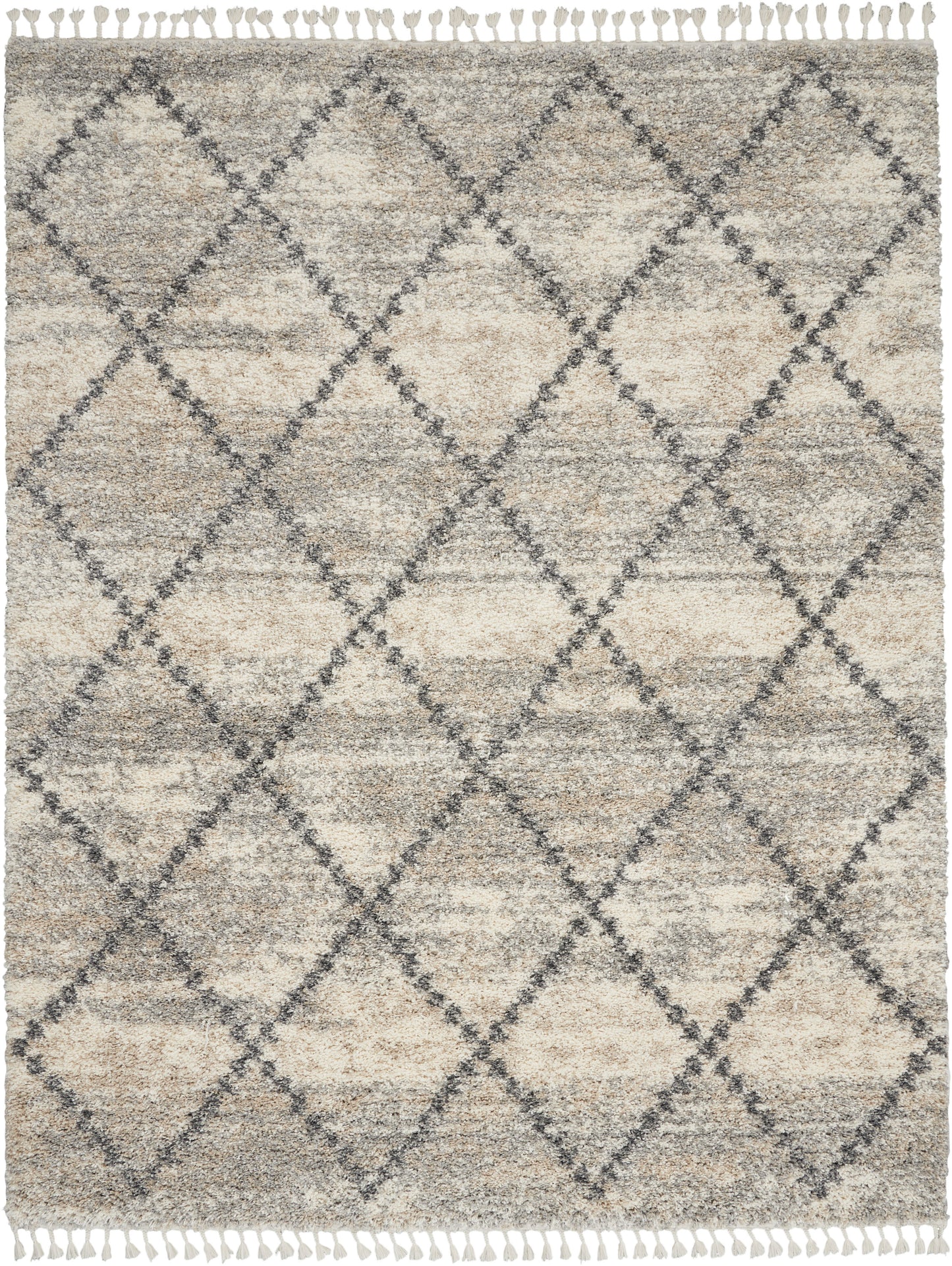 Nourison Oslo Shag 7'10" x 10'6" Ivory/Grey Shag Indoor Rug