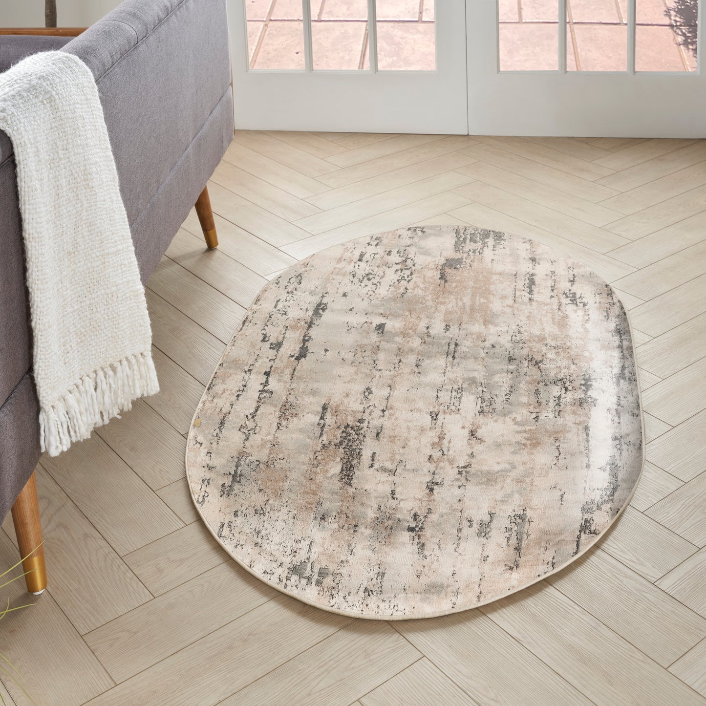 Nourison Quarry 3' x 5' Oval Beige Grey Modern Indoor Rug