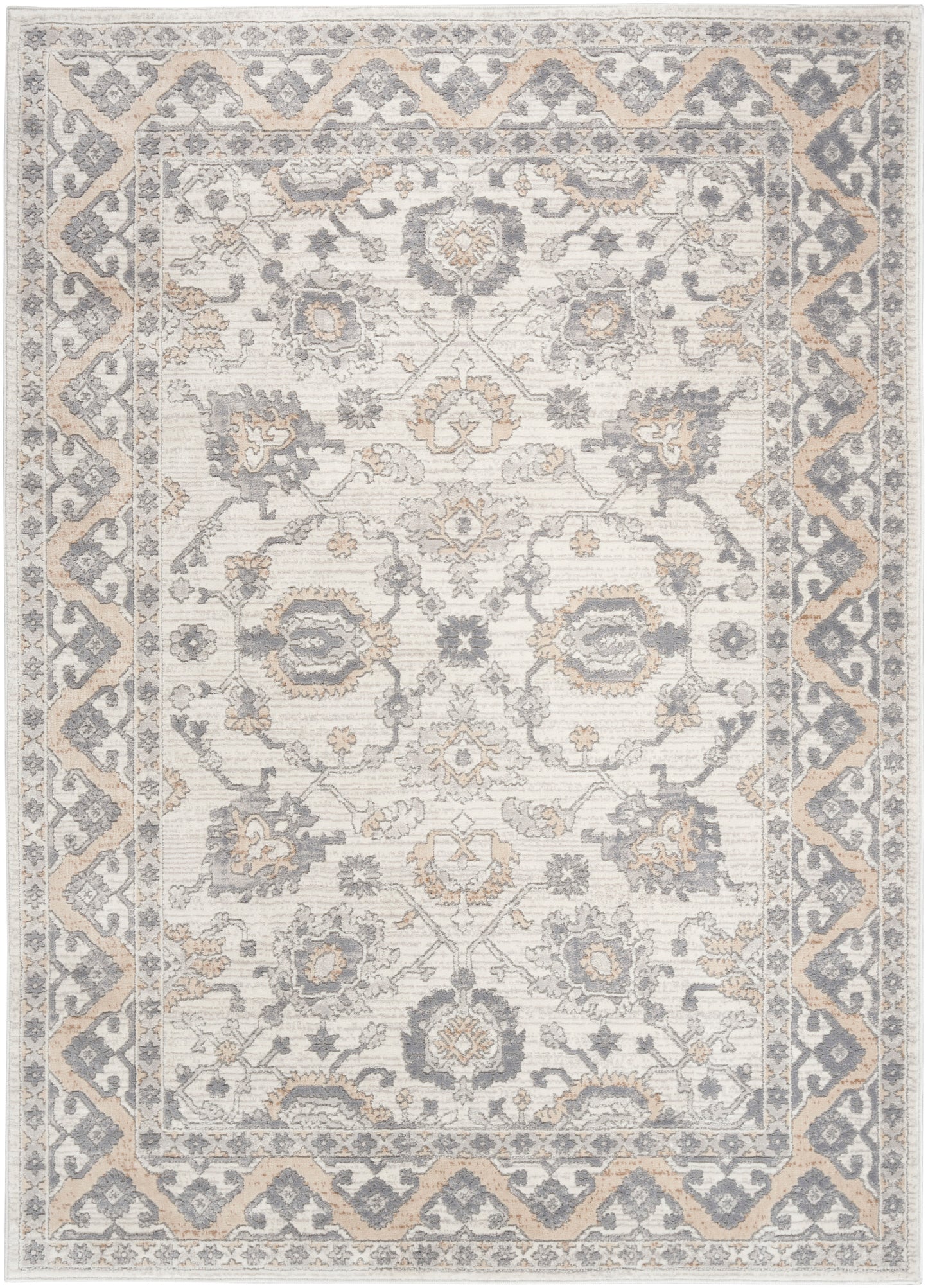 Nicole Curtis Series 4 4' x 6' Cream Grey Farmhouse Indoor Rug